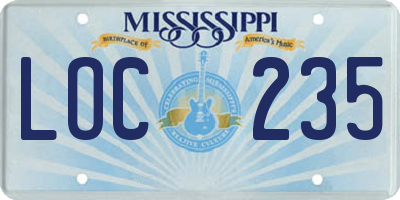 MS license plate LOC235