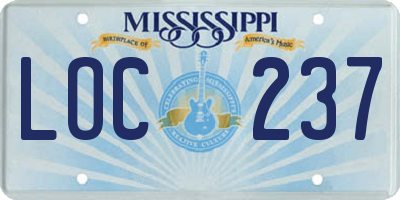MS license plate LOC237
