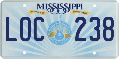 MS license plate LOC238