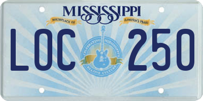 MS license plate LOC250