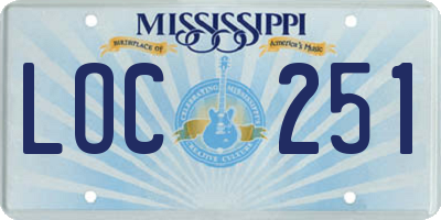 MS license plate LOC251