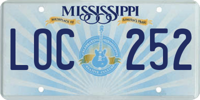 MS license plate LOC252
