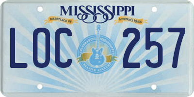 MS license plate LOC257