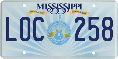 MS license plate LOC258