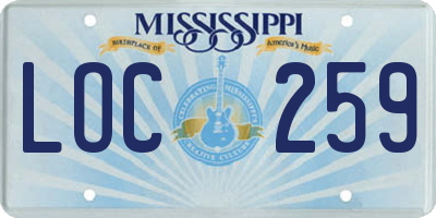 MS license plate LOC259