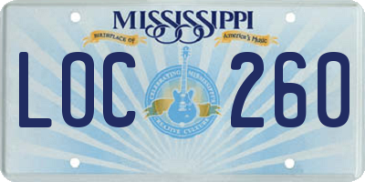 MS license plate LOC260