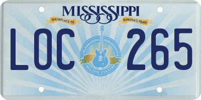 MS license plate LOC265