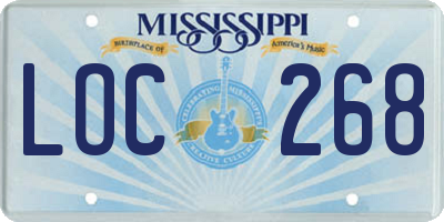 MS license plate LOC268