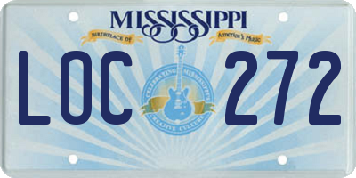 MS license plate LOC272