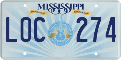 MS license plate LOC274