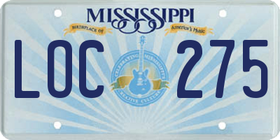 MS license plate LOC275