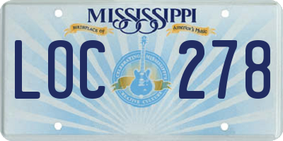 MS license plate LOC278