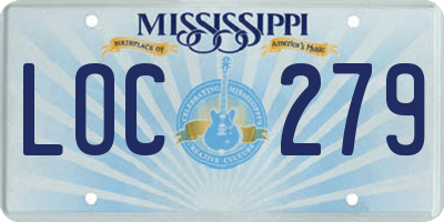 MS license plate LOC279