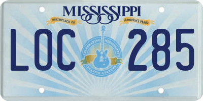 MS license plate LOC285