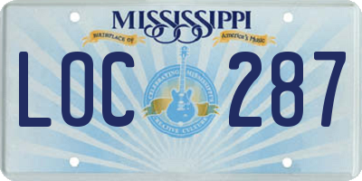 MS license plate LOC287