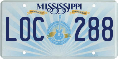 MS license plate LOC288