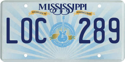 MS license plate LOC289