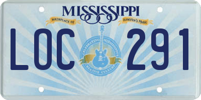 MS license plate LOC291