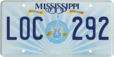 MS license plate LOC292