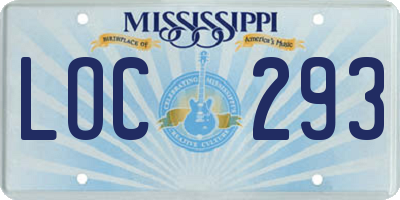 MS license plate LOC293