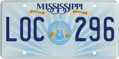 MS license plate LOC296