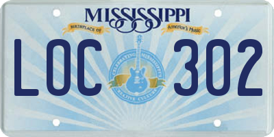 MS license plate LOC302