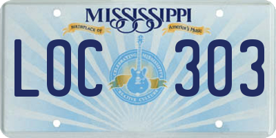 MS license plate LOC303