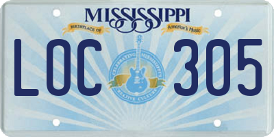 MS license plate LOC305
