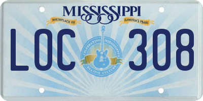 MS license plate LOC308