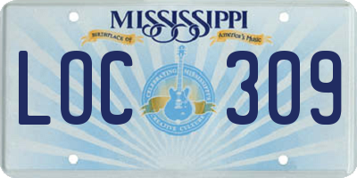 MS license plate LOC309