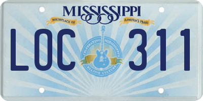 MS license plate LOC311