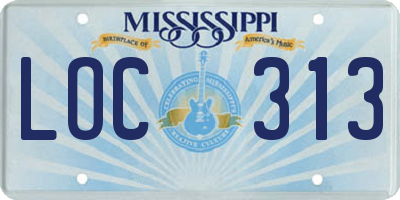 MS license plate LOC313