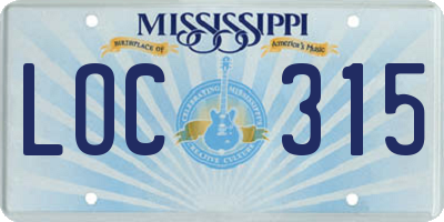 MS license plate LOC315
