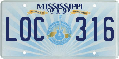 MS license plate LOC316