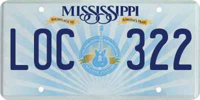 MS license plate LOC322