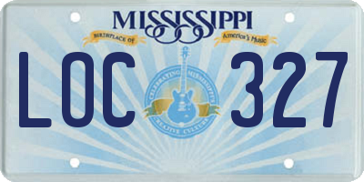 MS license plate LOC327