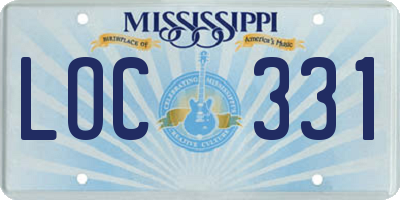 MS license plate LOC331