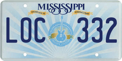 MS license plate LOC332