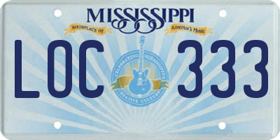 MS license plate LOC333