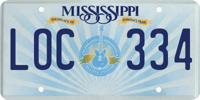 MS license plate LOC334