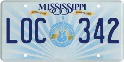 MS license plate LOC342
