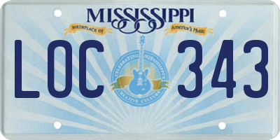 MS license plate LOC343