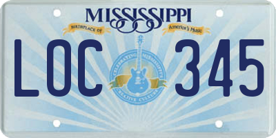 MS license plate LOC345