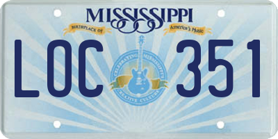 MS license plate LOC351