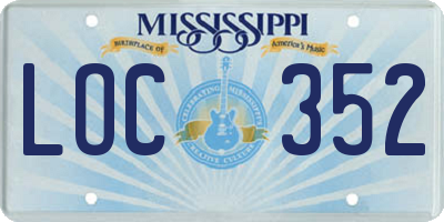 MS license plate LOC352