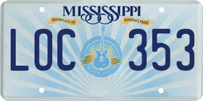 MS license plate LOC353