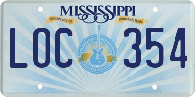 MS license plate LOC354