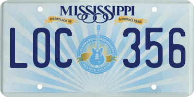 MS license plate LOC356