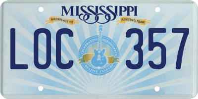 MS license plate LOC357