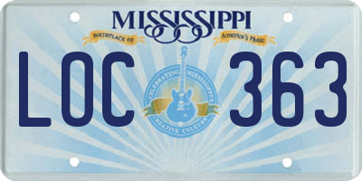 MS license plate LOC363